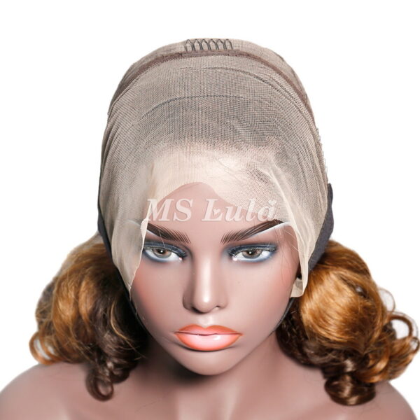 #4/30 Double Drawn Bouncy Curl 13x4 Transparent Lace Full Frontal 300% Density Wig - Image 7